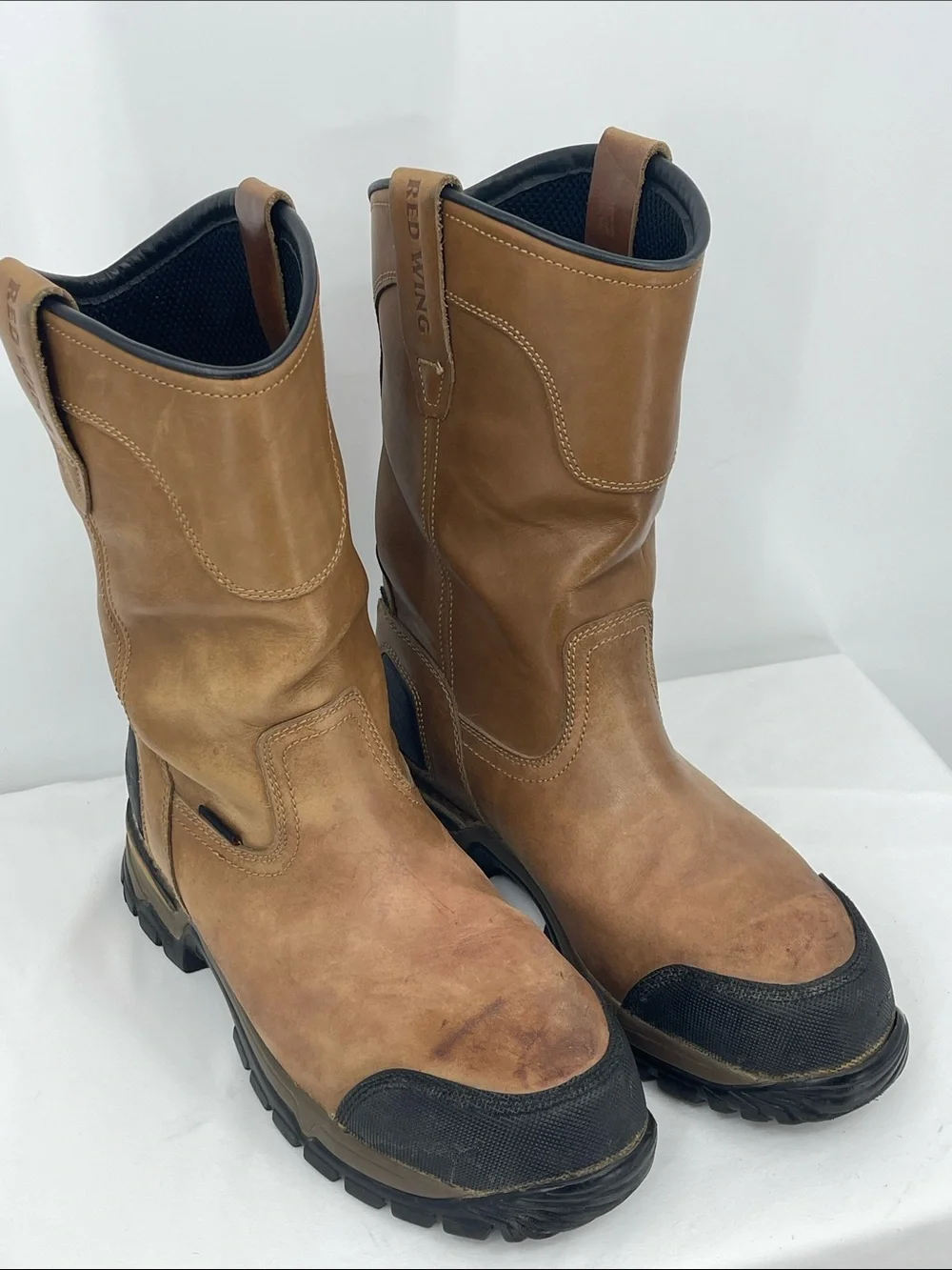 Red Wing BOOTS 11.5 2E Tan Leather Pull-On Work Boots MENS ALUMINUM Toe 4448